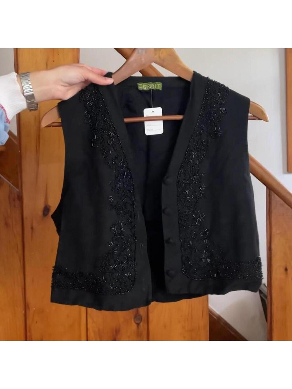 esprit Black beaded vest top